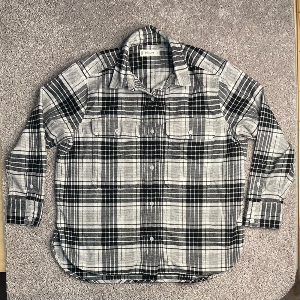 Everlane Men’s Plaid Button Up Brushed Flannel Shirt Size Medium Flap Pockets